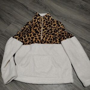 Leopard Print and White Sherpa Pullover